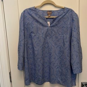 Chicos Embroidered Tunic Top, size 3, NWT